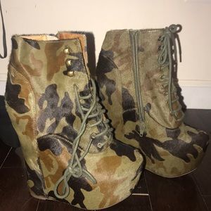Jeffrey Campbell Cow Hide Camo Booties Platform